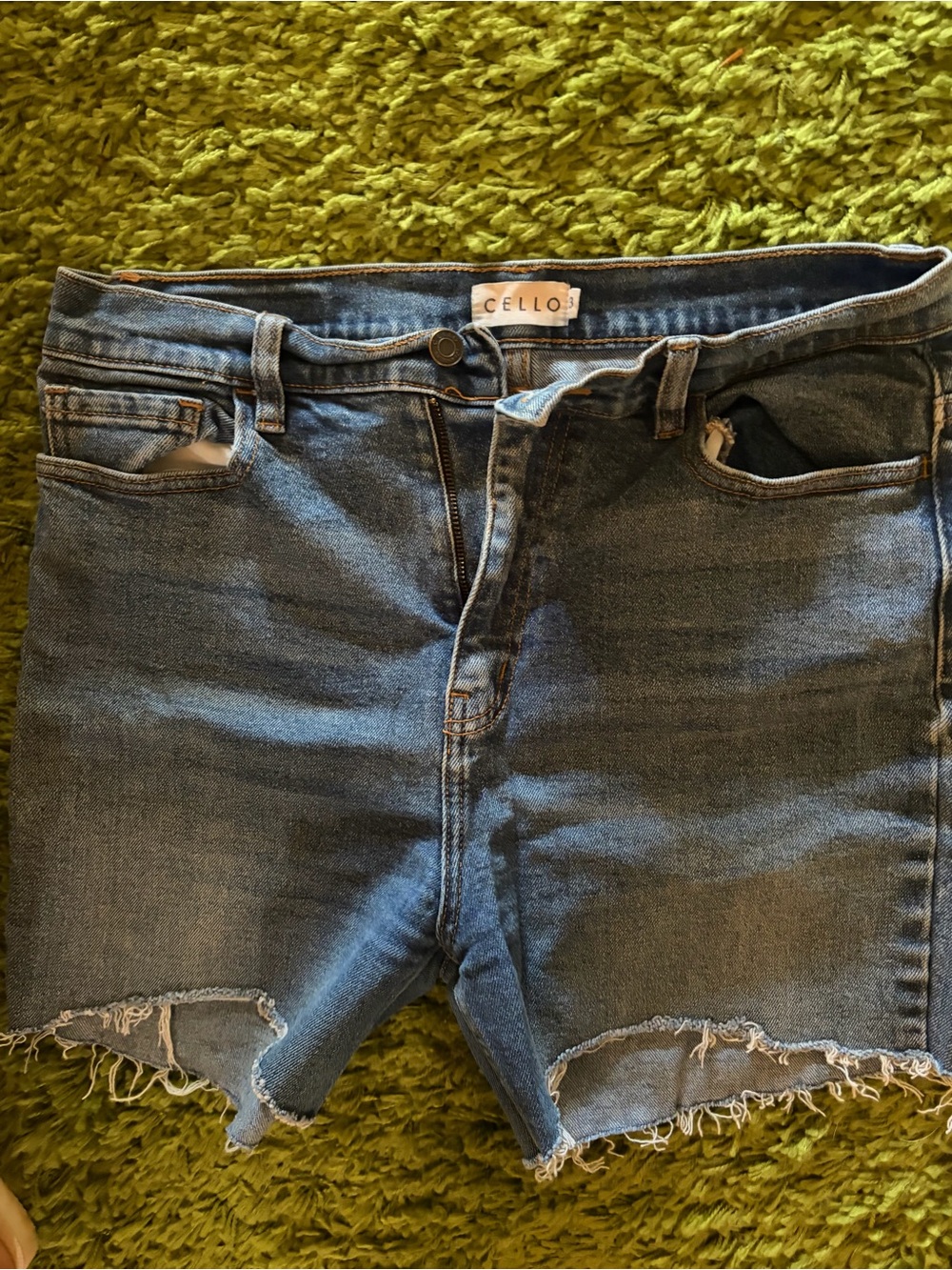 Cello Denim Waistband with Olive Accent Stitching
